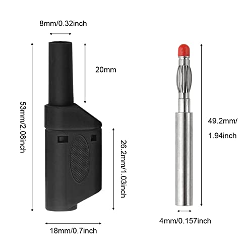 Multimetertest lood 4mm banaan Plugs Veiligheid Volledig geïsoleerd Gehard, 10 PCS Stapelbare connectoren 4mm Banaan Man met Banana Plug Adapters voor Elektrische Testing