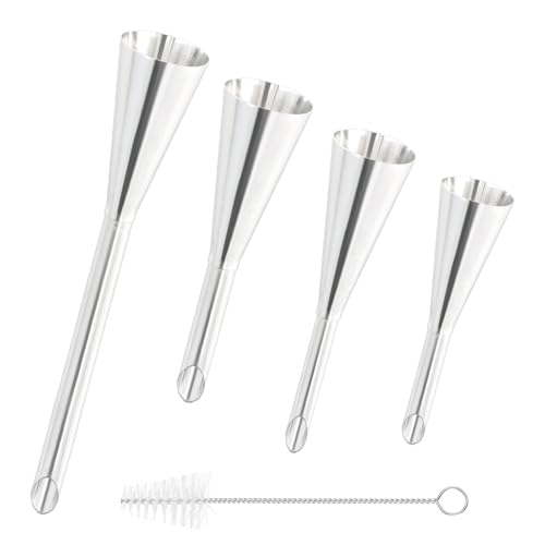 4 gebakjes sproeiers, roestvrij staal, cupcake vulling, spuit, mondstuk voor crème, bakaccessoires, gebak tube gereedschap, met reinigingsborstel