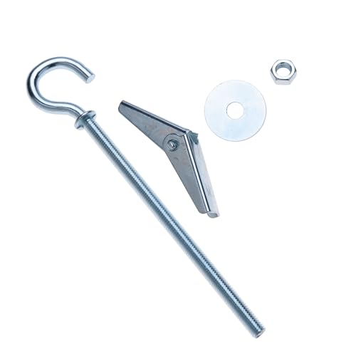 M5 Plafondhaken, 5mm x 90mm Drywall Swag Hooks, Spring Rocker Wing Bolts Hanger, Cavity Wall Mount, Plafond Hanger, Drywall Vlinder Anker Oog Schroef Mount voor lampen, planten (5st) 4