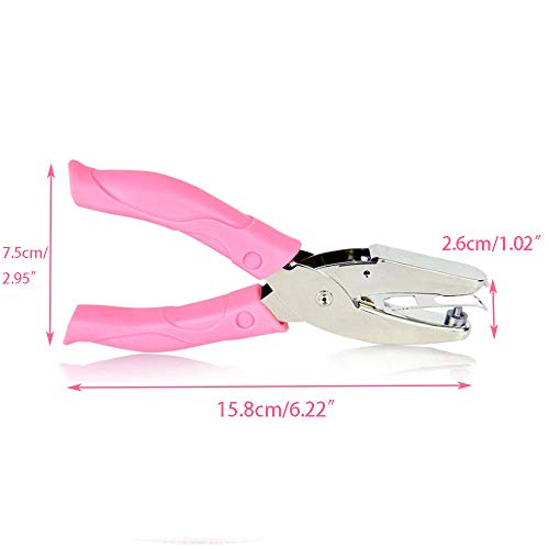 1PCS Handheld Hole Punch, DIY Art Hole Punch Cute Hole Punch met Pink Grip Metal Hole Punch voor Home Office School (Hart)