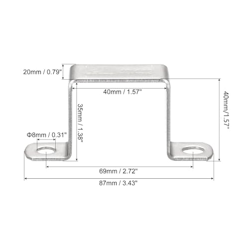 6 stuks U Shape Connector Bracket, 40mm x 40mm Roestvrij stalen Bracket Roestvrij stalen pijp Clamp, Heavy Duty Pijp Klemmen voor deur gesloten staafhouder Strut, Tube Tube Wire bevestiging