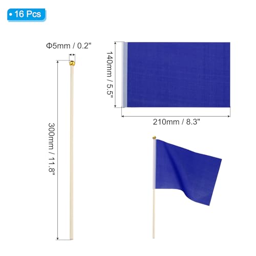 16 st. Blue Flags Spel Solid Blue Flags Kleine Mini Vlaggen op Stick Party Decoraties voor spel, Verjaardag, Carnaval