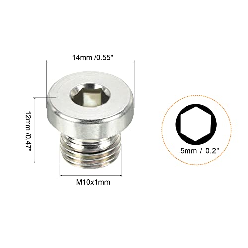 M10*1 Interne Hex Head Pipe Fitting Plug, Man Thread 45# Steel Socket Plug with sealing Ring for End Pipe Ends