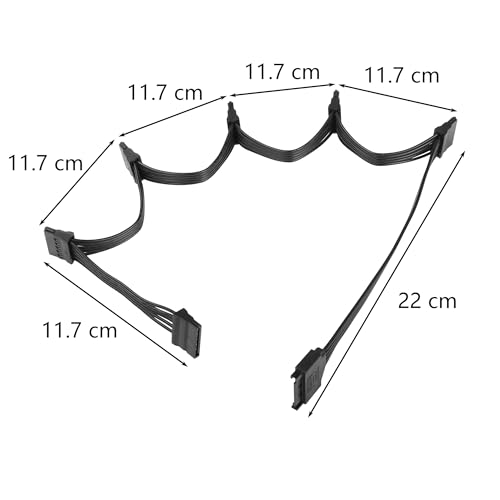 15 Pin SATA Power Splitter Adapter Cable, 15-Pin SATA 1 tot 3 SATA seriële kabel voor harde schijven, SSD's en optische schijven (1 man tot 6 vrouwen) 5