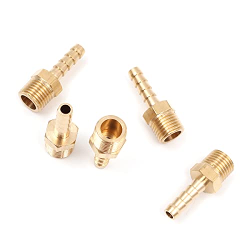 Zee 5 st 6mm tot 1/4 inch BSP massief messing slang staart connector prikkeldraad naar BSP mannelijke draad, vijver / zwembad / slang adapter 5
