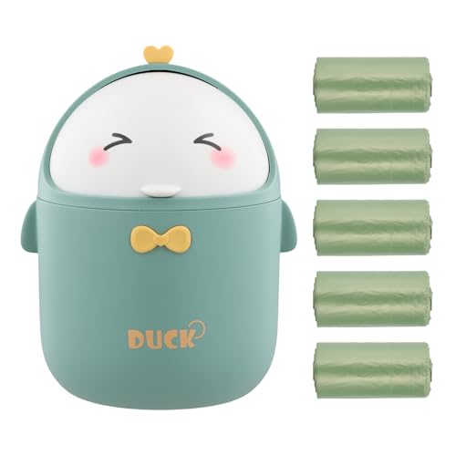Mini Bureau prullenbak met Lid, Kleine badkamer Tafel prullenbak, Portable Cute Cartoon Style Prullenbak, Kinderen Kantoor prullenbak, Plastic Make-up Prullenbak
