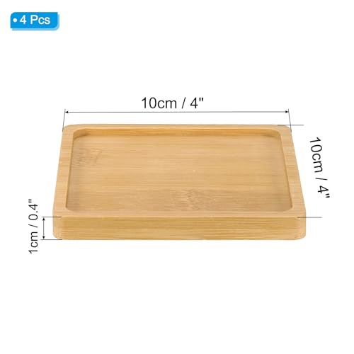 Bamboe Houten Saucer, 4 stuks 10x10cm Vierkante Houten Planten Drainer Bonsai Planten Dish Succulent Plant voor Home Balkon