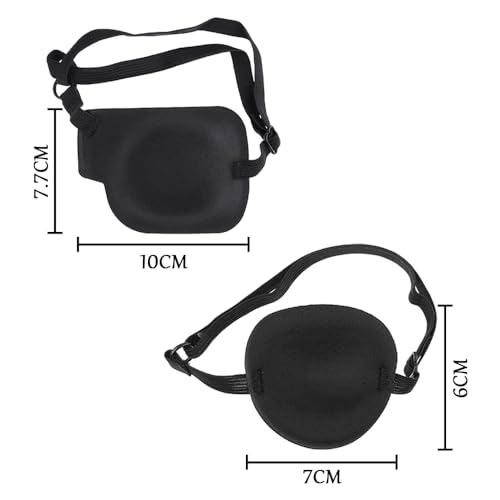 3 Pack Eye Patches, Verstelbare Eye Patches voor rechter- en linkeroog Patches, Lazy Eye Patches voor linker- en rechteroog Patches voor volwassenen met verstelbare gesp(zwart)