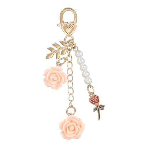 roos sleutelhanger hanger, roos bloem portemonnee charme voor handtassen bloemen sleutelhanger met ketting kwastje voor vrouwen meisjes tote zakken