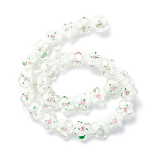 28Stuks Witte Bloem Lampwerk Kralen 5-Petal Kleine Bloemen Lampwerk Glazen Kralen voor DIY armband ketting Charms Spacer kralen handgemaakt Sieraden maken 3