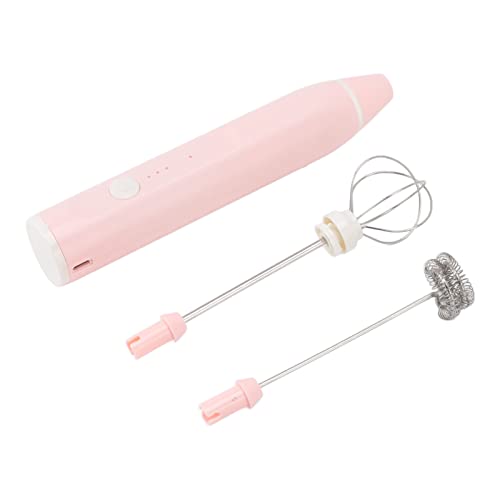 Mini Draadloze Elektrische Stirrrer Multifunctioneel Egg Beater met 3 modi en 2 Egg Beater Heads voor Melk Koffie (Roze)
