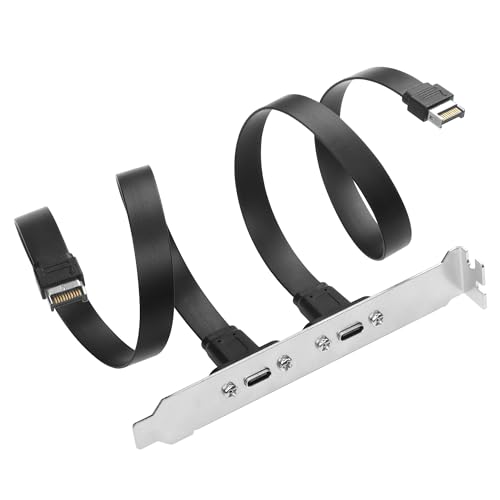 USB 3.1 Voorpaneel Header Type C Uitbreiding Kabel met Panel Mount Schroef, 10 Gbit/s, Type E 20 Pin Plug aan USB-C Connector, Adapter Kabel met Full Height Holder, 11,8 Inch (2