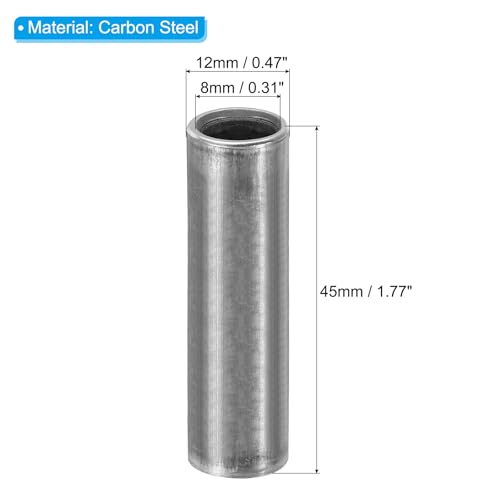 M8 Steel Spacers, 6st Metaal Standoffs Staal 8mm ID x 12mm OD x 45mm L Carbon Staalspacer schroefspacer ronde voor 5/16 inch of M8 schroefbouten