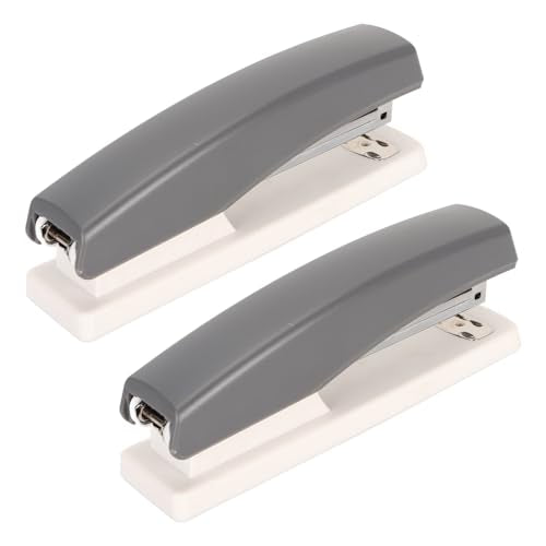Desktop Stapler 20 Sheets Capaciteit te voorkomen Slip draagbare kleine Nietmachine voor Office, School Home 2 stuks (Grijs)