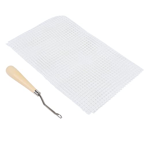 Mesh Canvas, Mesh Stof Blanco Tapijt Hooking Mesh Canvas DIY Tapijt Canvas voor Latch Hook Tapijt Canvas DIY (Mesh Cloth 50cm+ Houten Handgreep Hooked)
