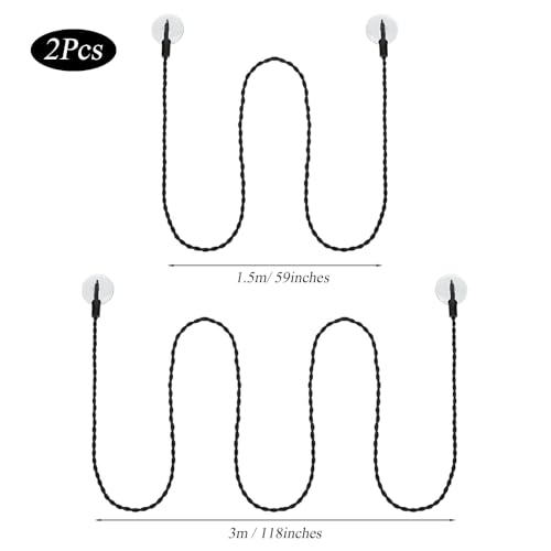 2 stuks Reiskleding Waslijn, Uitschuifbare Waslijn met haken en Zuigbeker Waslijn Draagbare Elastische Waslijn Hanglijn Winddichte Hanger voor Outdoor Camping, Tumble Drogen