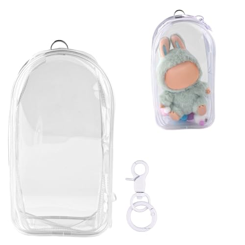 Beschermhoes voor poppen, 19,5x10,5cm Waterdicht Transparant Display Case PVC Materiaal beschermhoes met Pompoms Keychain Display Box voor Doll