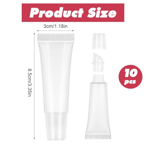 Verpakking van 16 Leeg Lip Tubes, Mini Make-up Containers, 10 ml Transparant Navulbare Tubes, Mini Cosmetic Holder voor Cosmetics, Make-up, Reistoiletartikelen, Lip Balm, Transparant, Transparant