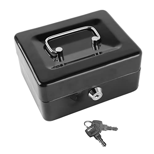 Metalen kluis, metalen kluis met slot, veilige draagbare kleine metalen doos met munten compartments 2 sleutelhouder voor persoonlijke spullen geld sieraden document