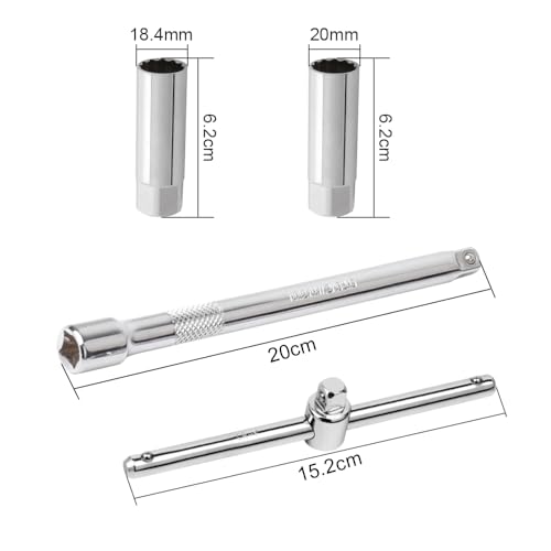 2Pcs 3/8" Thin Wall Spark Plug Socket, Spark Plug Verwijderaar Installeerhulpmiddel met 14mm en 16mm Spark Plug Socket voor Spark Plug wijzigingen