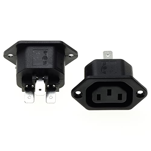 IEC Paneel Socket Flange Fix - zwart, Pack van 2 - AC 250V 10A 320 C13 Mount Vrouwelijke Connector 3 Pins Inlet Module Plug Power Straight 3