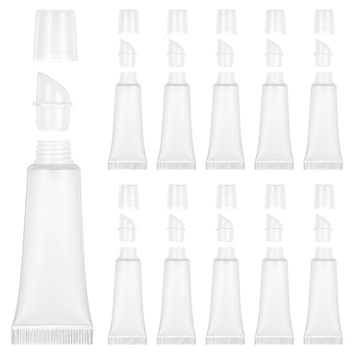 Verpakking van 16 Leeg Lip Tubes, Mini Make-up Containers, 10 ml Transparant Navulbare Tubes, Mini Cosmetic Holder voor Cosmetics, Make-up, Reistoiletartikelen, Lip Balm, Transparant, Transparant