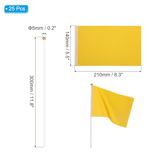 25 stuks gele vlag spel Solide gele vlag Kleine mini vlaggen op Stick partij decoraties voor spel, verjaardag, carnaval