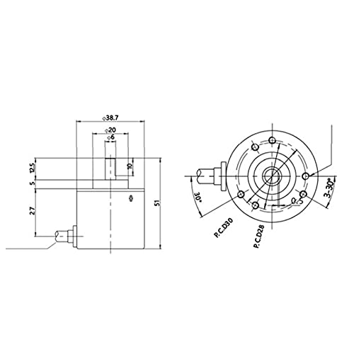 ABZ Encoder Incremental 3 Fase Half Hollow Shaft 6mm Motor Reducer Equipment DC524V Professionele accessoires (C38S6G5-800Z-G24N) 3