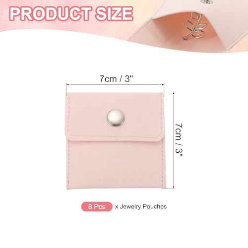 3x7 Inch sieraden zakje, 8 Pack fluwelen zakjes Snap knop draagbare opslagzak voor oorbellen armbanden ketting ringen horloge, roze