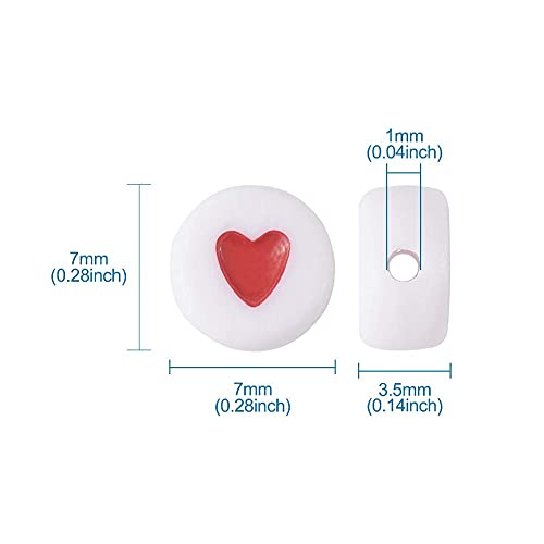 200 st Acryl hart kralen wit 7 x 7 x 3,5 mm Platte ronde hart kralen voor Spacer armband sieraden maken 4