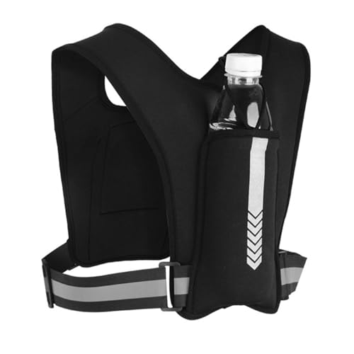 Sea Running Vest telefoon houder, Reflective Running Vest telefoon houder, met 2 schouder zakken & voor-en achterzak voor mannen vrouwen fietsen (zwart)