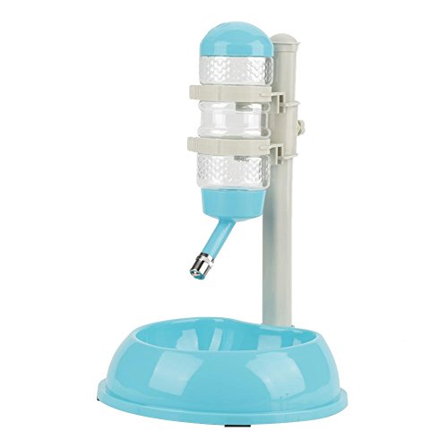 2-in-1 Pet Waterfles, Honden, Katten, Konijnen, Afneembare Hoogte, 500 ml, Blauw