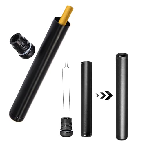 Joint Case, Easy to Store Joint, Aluminium metalen buizen, Pencil Case, Long Large Tube Joint Holder, voor Sigaren en andere tabaksproducten (110 × 14 mm, zwart), Zwart, Modern, Zwart, modern 5