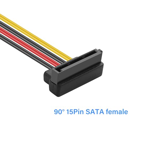4-Pin to 15-Pin SATA Power Adapter Cable, 18AWG VH3.96, 4-Pin Bus to 90° Dual Y-Type SATA Power Adapter Cable - (30cm + 20cm) 3