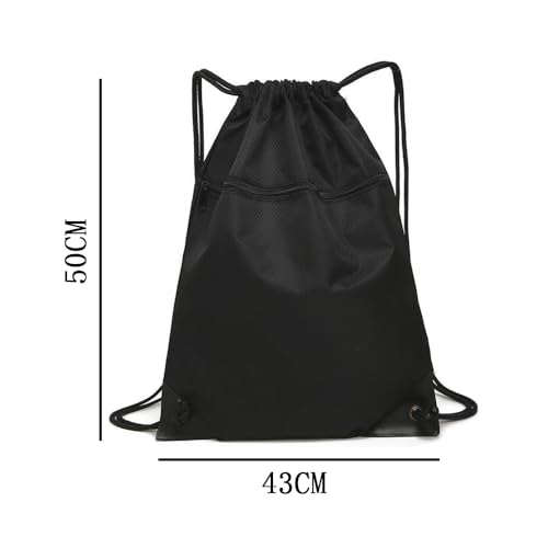 Grote Sport Rugzak, Zwarte koord Gym Bag voor vrouwen Mannen Waterdicht Krasbestendig Travel Beach School Black S, Black, S
