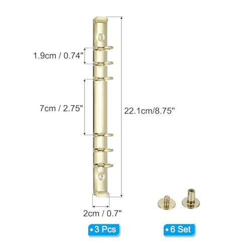 A5 Ring Binder Mechanismen, 3 Set 6 hole vervanging Kit voor Binder Planner Binder Accessoires Home Classroom Office Gold Color
