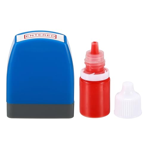 Geïmporteerde postzegel Zelf inkt, Rode inkt Office stempels met Refill inkt Pre inkt bericht Stempel Hervulbare Business Stempel, Blauw 3