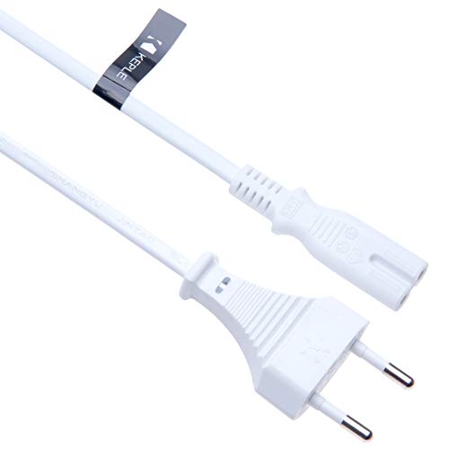 Power Cord Figuur 8 C7 Universele elektrische kabel Laadkabel Compatibel met Bose Radio Wave Radio Soundtouch Acoustimass CineMate 2-Pole Figure-8 Voeding DE Europese plug (2m wit)