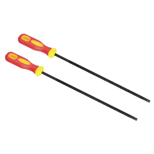 Kettingzaag Kettingverscherper, Set van 2 Ronde Kettingzaagverscherper Bestand met Plastic Handvat voor kettingzaag, Rood en Geel