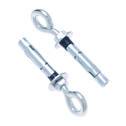 M6 Beton Wandoog Bolt, Eye Hook Schroef met Expandabe Steel Plug, 8mm Metal Sleeve en 6x45mm Ankerhaak Bolt met Hex Nut, voor vaste materialen zoals beton en steen (10 st.)