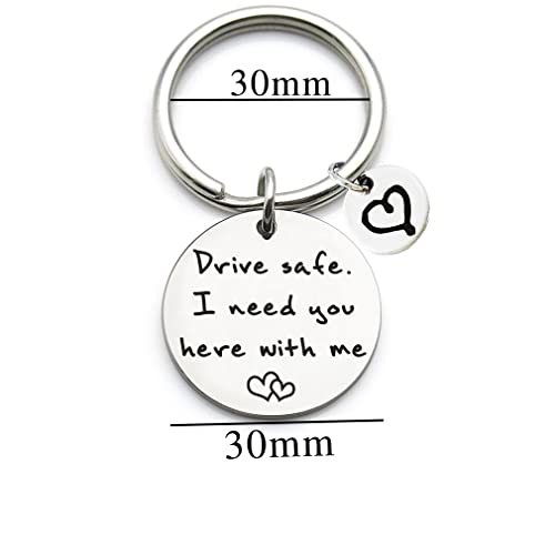 Rijden Veilig Keychain Ik hou van je Ik heb je Keychain Vriend Man Cadeau Driver Verjaardag Valentijnsdag Kerstcadeautjes voor hem Vriend Man Keychain Gifts, Silver, M, siliver