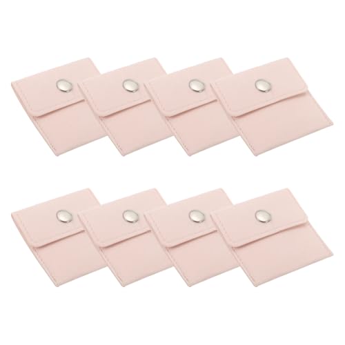 3x7 Inch sieraden zakje, 8 Pack fluwelen zakjes Snap knop draagbare opslagzak voor oorbellen armbanden ketting ringen horloge, roze