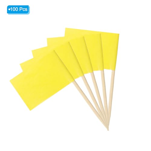 Flag Toothpicks, 100st Kleurrijke kaas Markers, gekleurde tandenstokers, Labeling, Markering, Cake Toppers, Cupcake Sandwiches, Appetizers, Cocktail Sticks, Geel 3