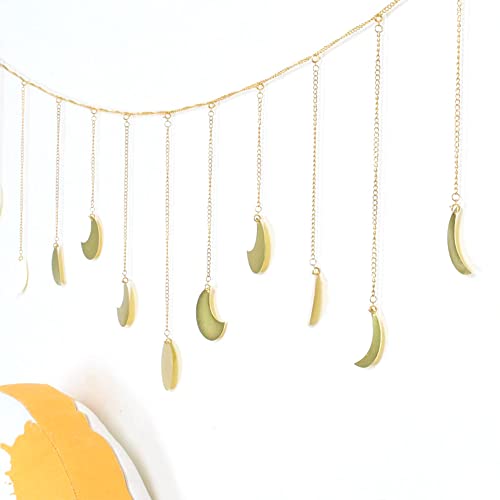Maan Boho Fase Muur hangen Garland hangen ornamenten hangen kunst kamer decor Boho kamer voor slaapkamer bruiloft thuis kantoor kinderen kamer slaapzaal decor (Gold)
