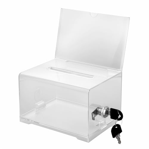 Acryl Gypsum Box met Lock, Stem Urn, Suggestie Box, Transparant Urn, Donatie Box voor beoordelingen, Sweepstakes, Donaties, Ballots, 15,7 x 11,5 x 10,2 cm