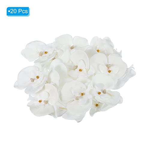 Kunstmatige Orchidee Bloemenkoppen, 2,7 inch, 2,7 inch, Zijde Phalaenopsis, Valse Vlinder, Orchidee, voor bruiloft, Boeket, Decoratie, DIY, Pure White 3