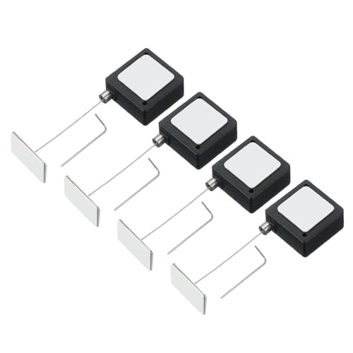 3.3 Ft Intrekbare afstandsbediening Tether, 4 stuks Vierkante beveiliging Kabel Lanyard Lock met verstelbare sluiting lijm voor TV-afstandsbediening, zwart (Square Iron