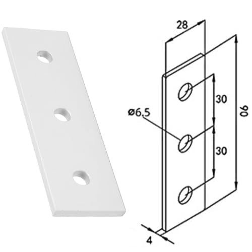 Verpakking van 10 aluminium platte plaat, platte rechte verstelplaten, voor het versterken van platte gewrichten, Hences (3030-3 hole) 4