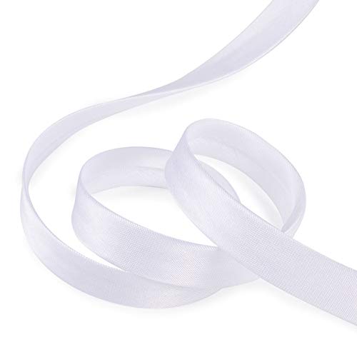 73m White Bias Binding 5/8 Inch Dubbelgevouwen Bias Binding Single Sided Satin Ribbon voor Naaien Bindende Hems Piping Quilting ambachten 3