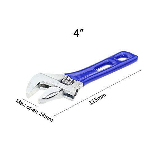 Gereedschap verstelbare sleutel 4" 115MM lichtgewicht sleutel Compacte zachte Grip Brede Jaw Handgereedschap Blue Short(Jaw breedte Capaciteit: 24MM) 3
